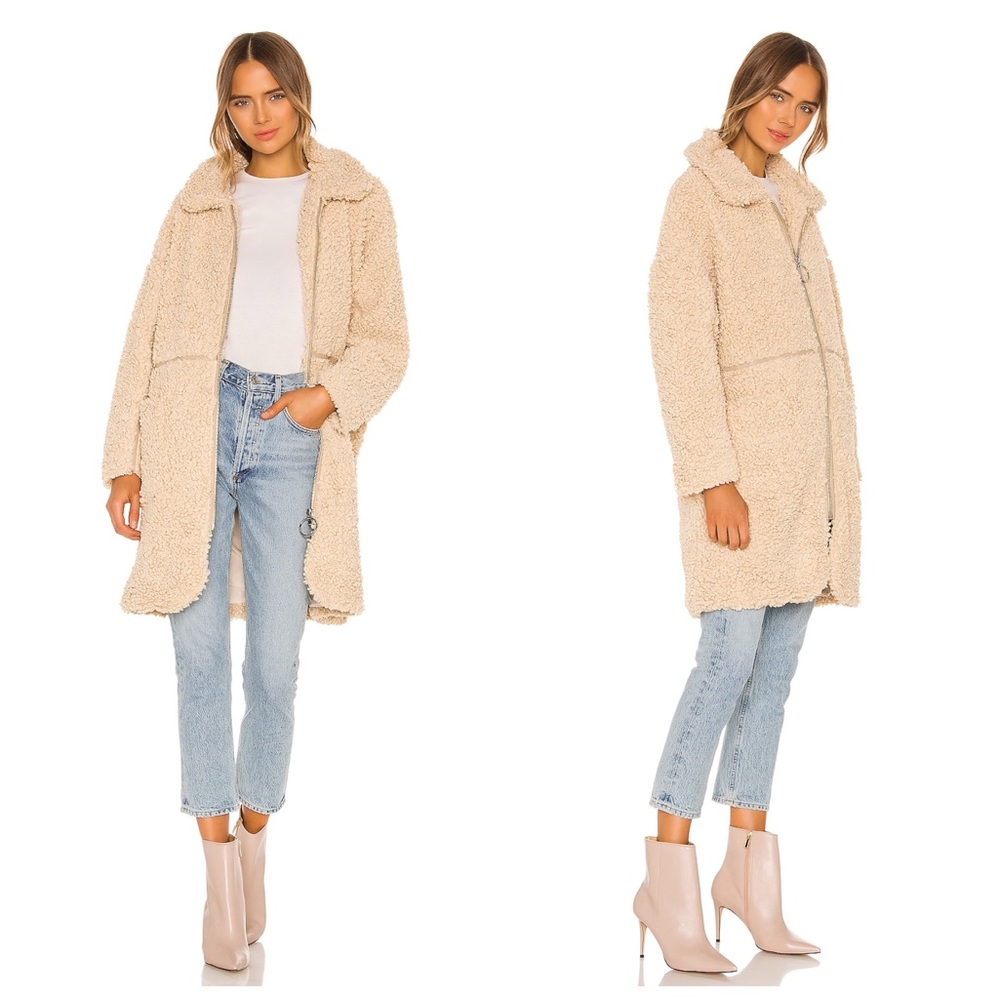 Revolve On Parle De Vous Inter Full Zip Popcorn Teddy Coat Beige S NWT